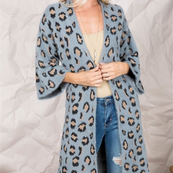 FIERCE DOLLZ Leopard Print Super Soft Fuzzy Cardig - Picture 4 of 7
